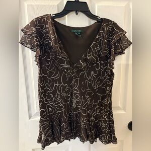 Ralph Lauren Dark Brown Silk Blouse